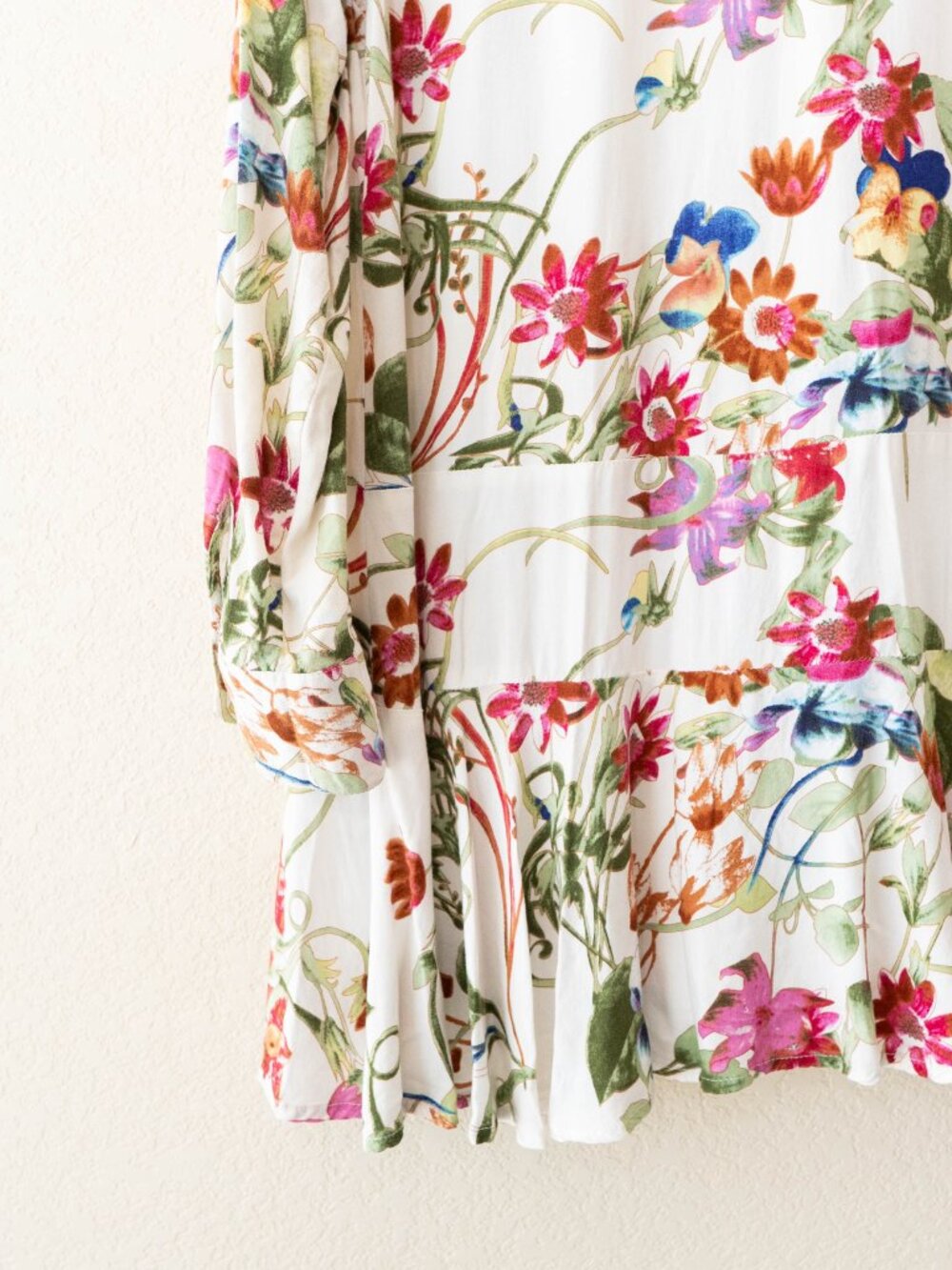 Grace Elements Floral Tunic Womens Medium Tiered Ruffle Hem Boho Rayon Blouse - Picture 13 of 14